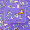 adopt dont shop sticker featuring a variety of shelter pets