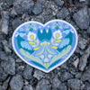 blue fraktur folk art heart sticker