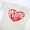 maine baby onesie with a red heart