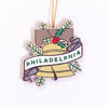 liberty bell tree ornament with a philadelphia banner